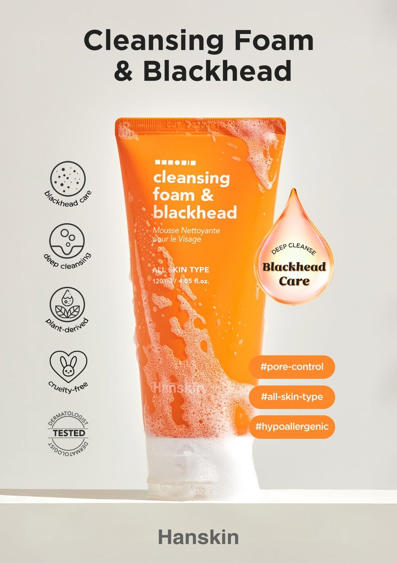 Hanskin Pore Cleansing Foam, Bha Cleanser, Gentle Exfoliating Face Wash and Makeup Remover, Korean Deep Pore Sebum Cleansing for Hydrated and Smooth Skin 4.06 (fl oz) - Image 3